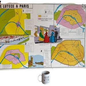 Vintage French Poster School Learning Educational Wall Display Architecture Paris Learning Map Chart Teaching c1970-80's / EVE image 2