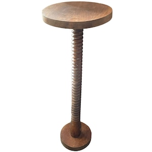 Vintage French Traditional Plant Stand Wine Press Screw Wooden Brown Display Rest Plinth Plant Pot Side Small Table Tabouret c1970&#39;s / EVE