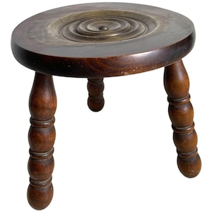 Plinth Vintage French Traditional Worn DAMAGED Stand Bobbin Leg Plinth Plant Tabouret c1960&#39;s / EVE