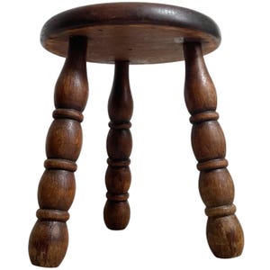 Plinth Vintage French Traditional Worn DAMAGED Stand Bobbin Leg Plinth Plant Tabouret c1960&#39;s / EVE