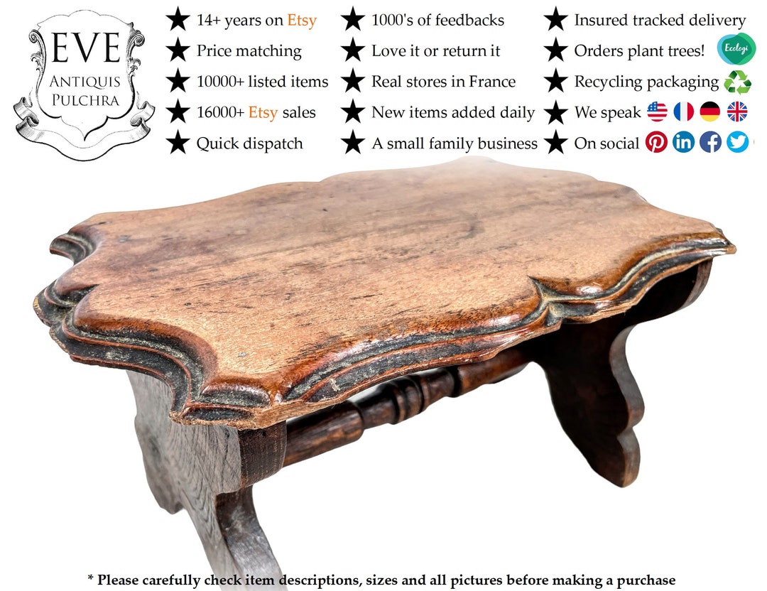 Bench Stool Footrest Antique French Traditional Worn Weathered Etsy