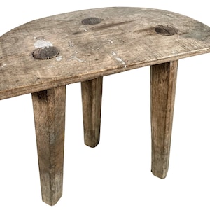 Stool Vintage French Traditional Worn Weathered Homemade Milking D Stool Small Chair Stand Rest Plinth Seating Tabouret c1960&#39;s / EVE