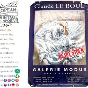 Vintage French Claude Le Boul Galerie Modus Paris Gallery Original Exhibition Poster Wall Decor Painting c1990's / EVE