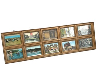Vintage French World Tour Family Framed Postcard Collection Picture Postcard Album Collector Wall Decor Prop circa c1950-60's / EVE