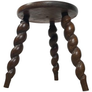 Plant Stand Vintage French Traditional Worn Damaged Stool Small Stand Twist Spiral Leg Rest Plinth Plant Tabouret c1960-70's / EVE