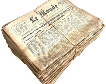 Vintage French Le Monde Newspaper Bundle Of Sixty Job Lot Collection Memorabilia Collector c1970 / EVE
