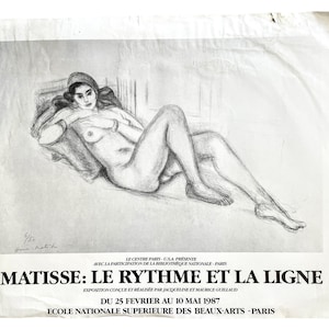 Vintage French Matisse Le Rythme Et La Ligne Paintings Paris Art Exhibition Original Advertising Poster Wall Decor c1987 / EVE