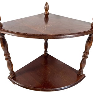 Vintage French Small Corner Shelf Wooden Plinth Stand Display Rest Plant Side Small c1970's / EVE
