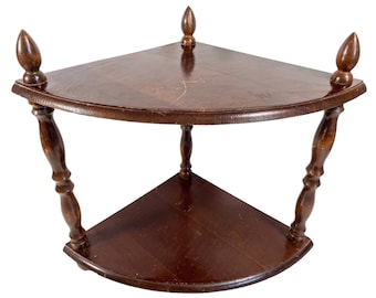 Vintage French Small Corner Shelf Wooden Plinth Stand Display Rest Plant Side Small c1970's / EVE