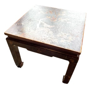Vintage Asian Chinese Side Table Plinth Stand Decorated Wood Brown Display Rest Plinth Pot Side Small Tabouret c1960-70&#39;s / EVE