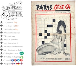 Vintage French Paris Flirt Number 397 5/9/1964 Adult Comic Newspaper Humour Fantasy Cartoons Romance Memorabilia Collector c1964-65 / EVE