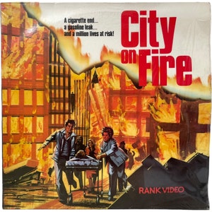 Vintage English Laservision Videodisc City On Fire Movie PAL Digital Media Memorabilia Collector c1980's / EVE