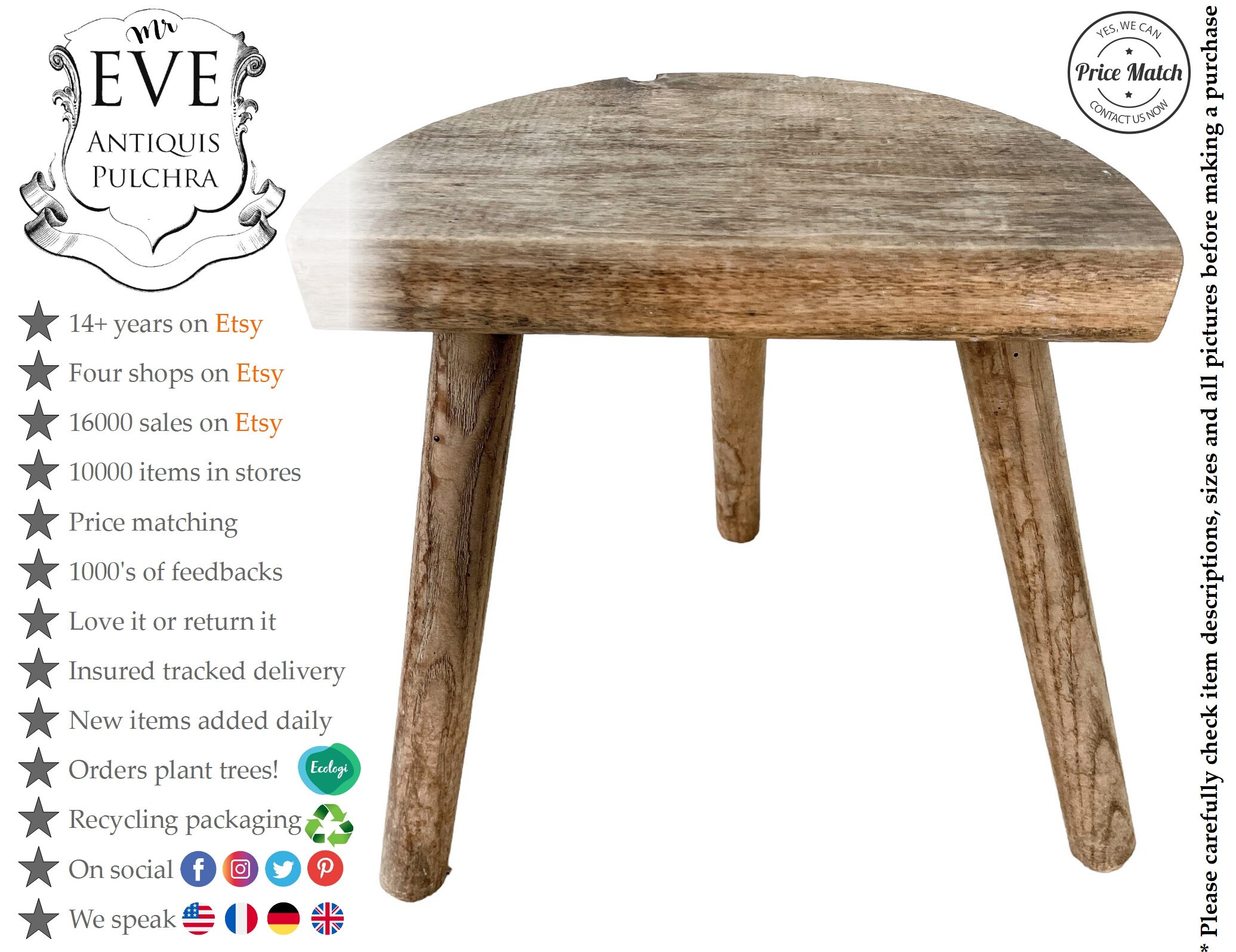Stool Vintage French Small Milking Stool Wooden Brown Small Chair Stand ...