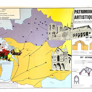 Vintage French Poster School Learning Educational Wall Display Architecture Paris Learning Map Chart Teaching c1970-80's / EVE image 3