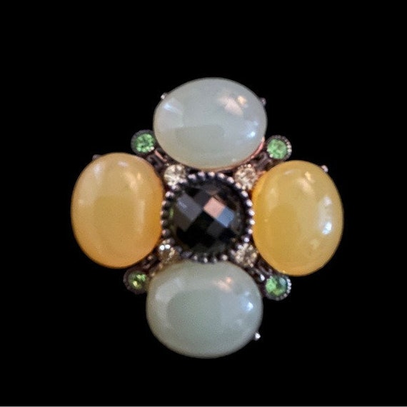 Cabochon And Rhinestone Brooch Or Necklace - image 1