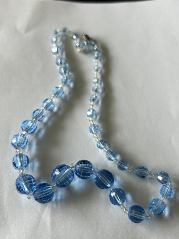 Vintage Blue Crystal Necklace - image 3