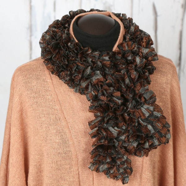 brownish-black ribbon scarf