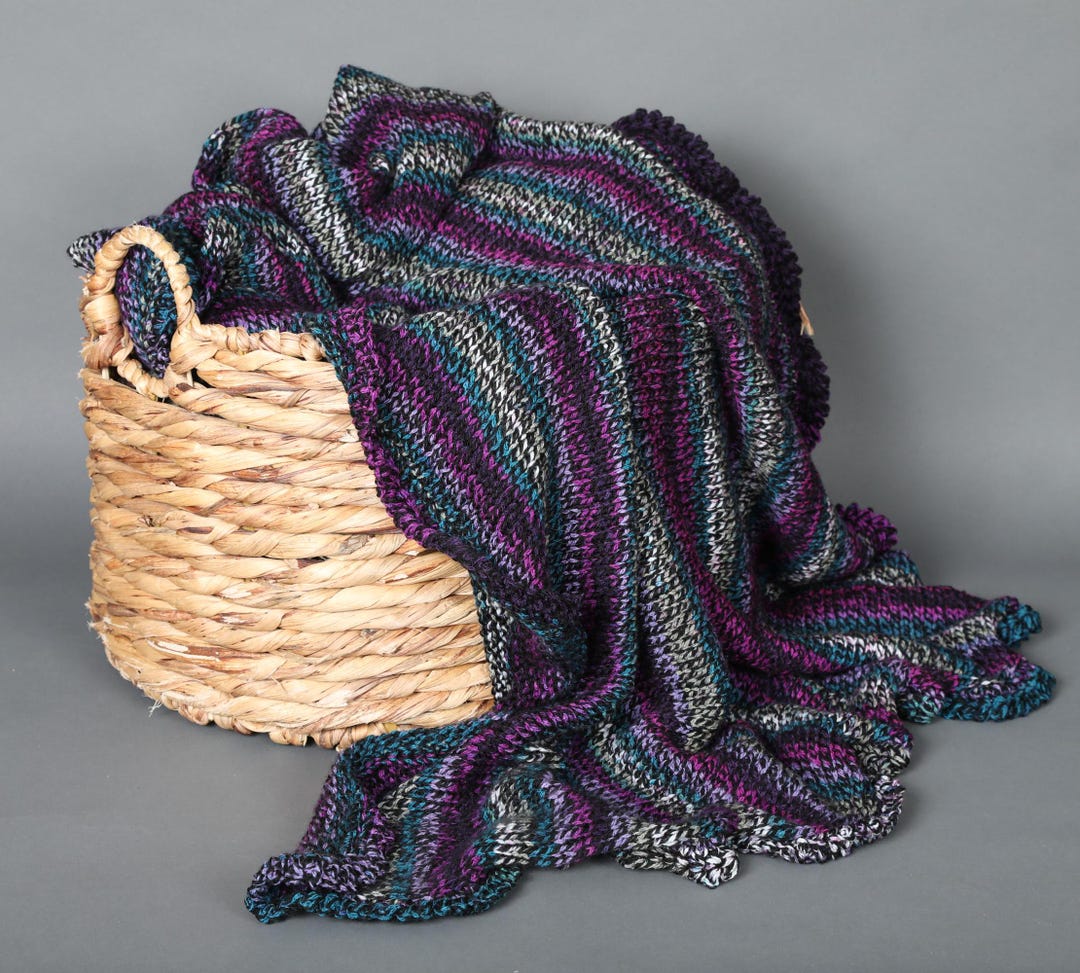 Handmade Knit Striped Throw Etsy