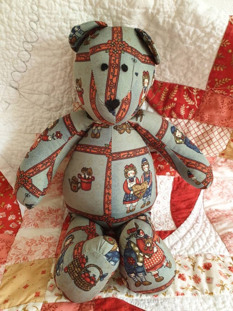 Small Teddy Bear Grey with printed Ragdolls /& Heart Nose