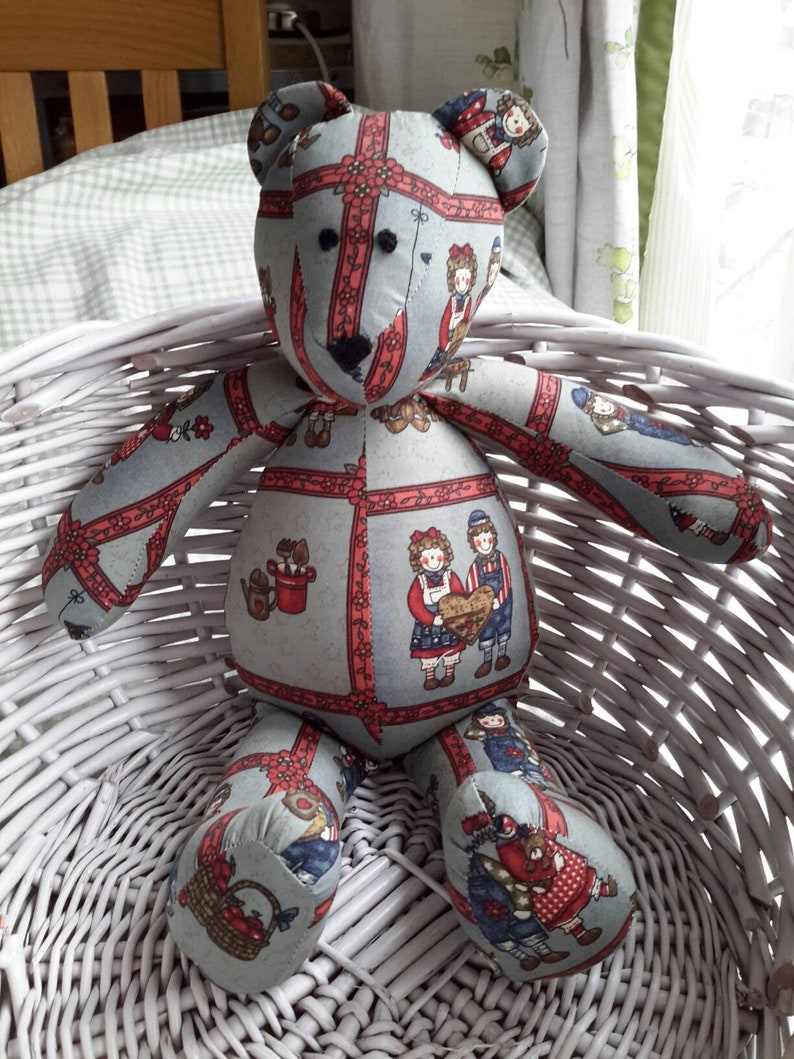 Small Teddy Bear Grey with printed Ragdolls /& Heart Nose