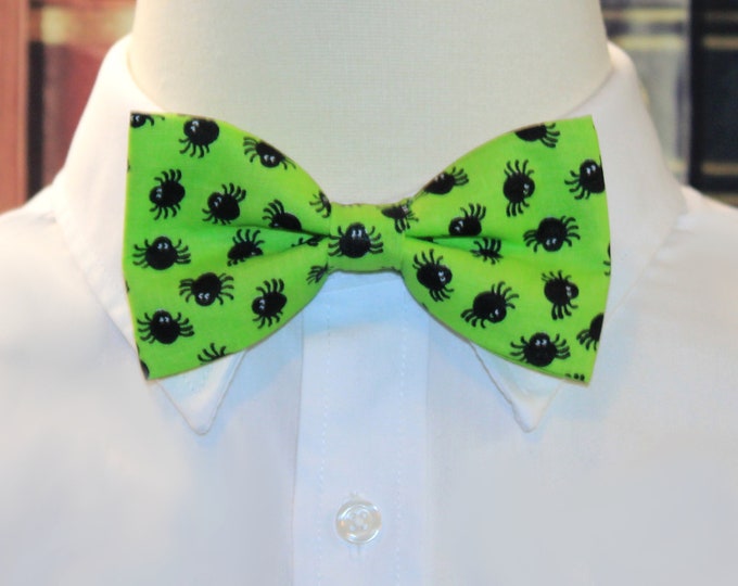 Free Shipping Sale Green Black Spiders Clip-On Cotton Bow Tie Choice of Men/'s Boys Toddler Sizes