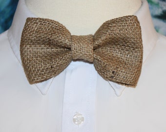 Burlap Bow Tie for Men Mens BowTie Brown BowTie Wedding Bow Tie BowTie for Men set Groomsman Gift for Men Brown BowTie Father and Son Set
