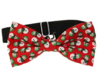Boys Youth Blue Snowman Pre-Tied Cotton Adjustable Bow Tie