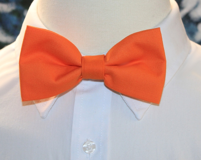 Men/'s Bow Tie Free Shipping Solid Orange Clip-On Cotton Bow Tie Boys Bow Tie