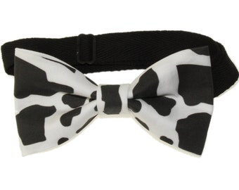 Boys Black /& White Mini Skulls Clip On Cotton Bow Tie