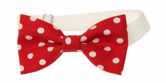 Boys Yellow With White Dots Clip On Cotton Bow Tie Bowtie by amy2004marie
