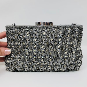 VTG Crystal Rhinestone Clutch // Diamond Encrusted Bead Embellished Purse
