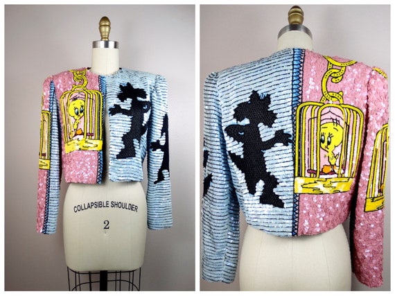 RARE Cartoon Sequin Embellished Jacket / Novelty A