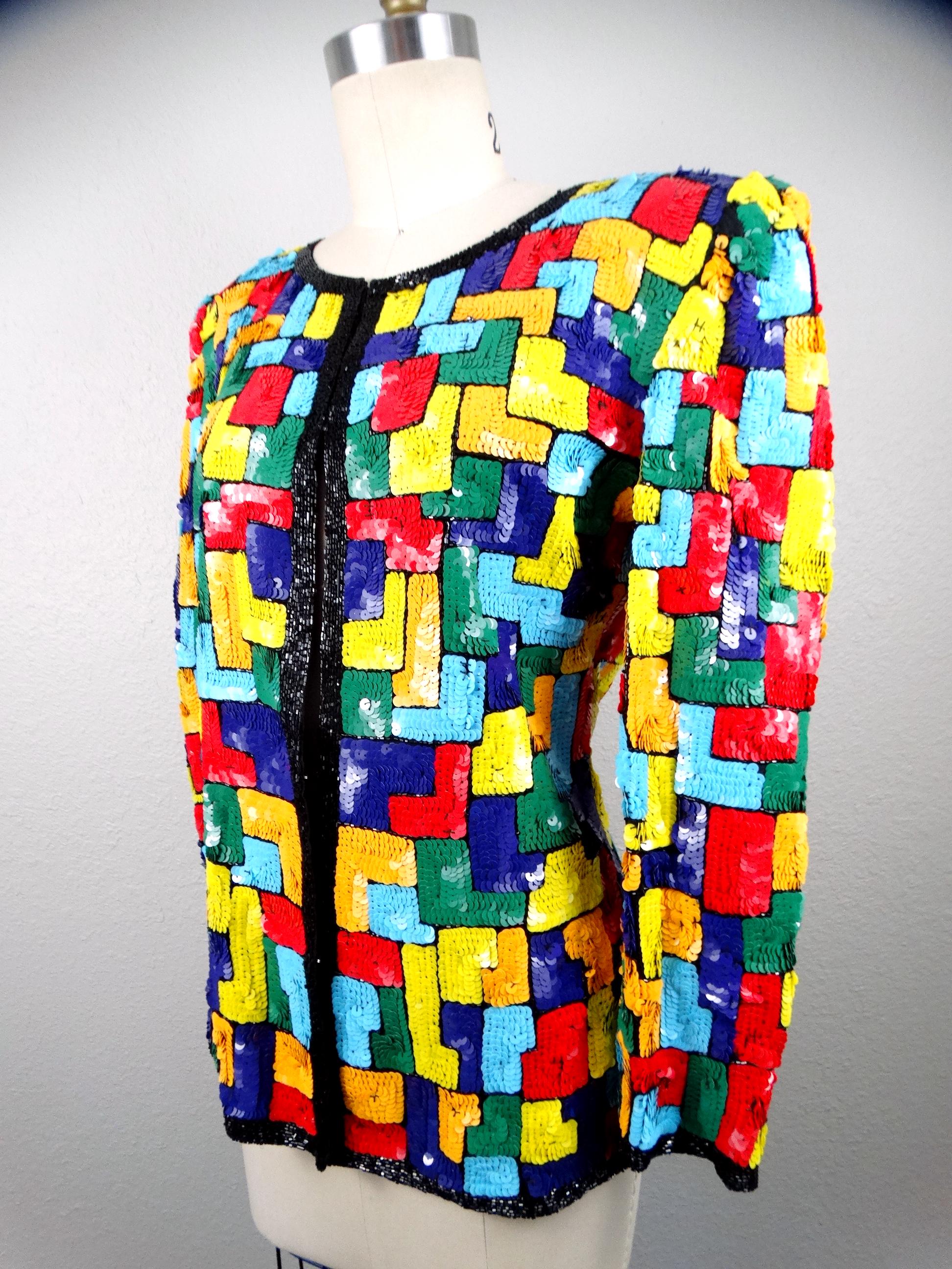 Primary Colorblock Jacket RARE Colorblock Sequin Jacket • Primary Colors Sequined Cardigan ...