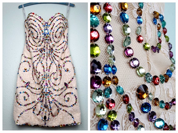 bead embellished mini dress