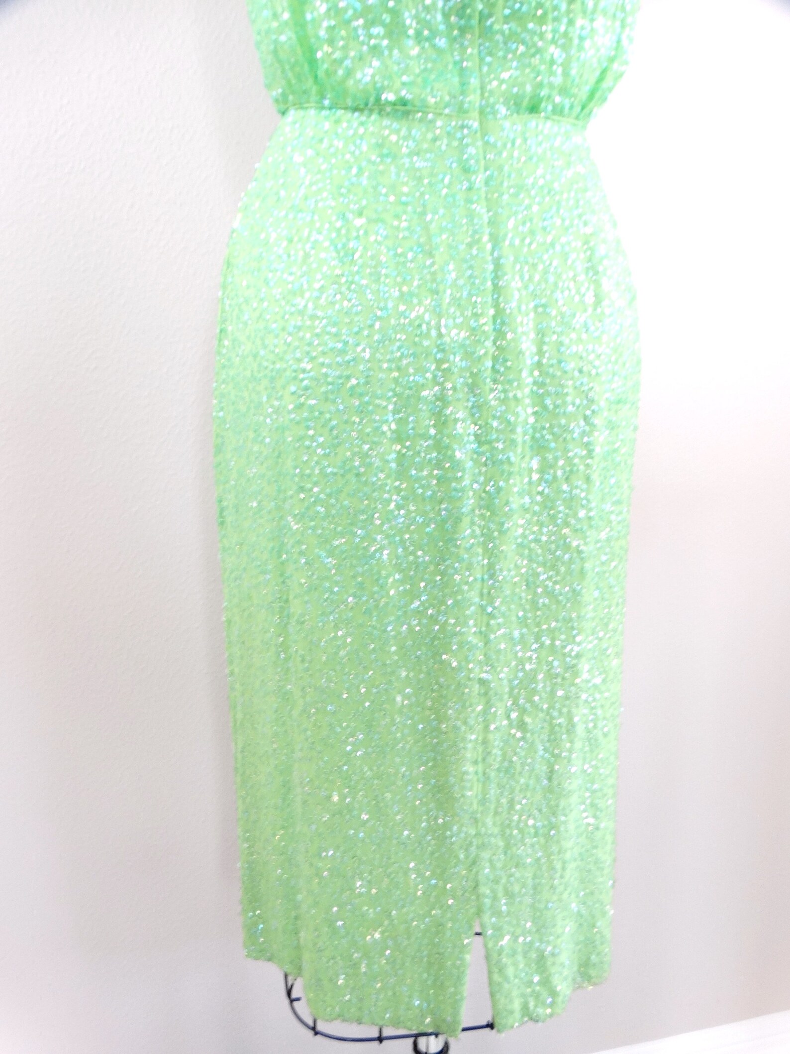 60s Lime Green Sequin Dress / 1960s Neon Green Sequined Dress Etsy