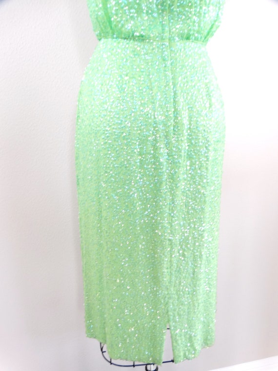 60s Lime Green Sequin Dress / 1960s 