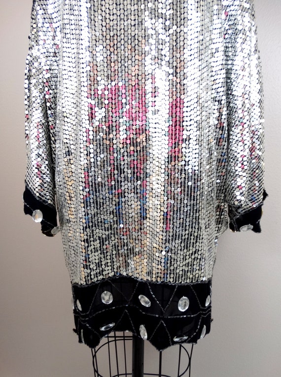 Jewel Beaded Sequined Mini Dress // Black and Mirror … Gem