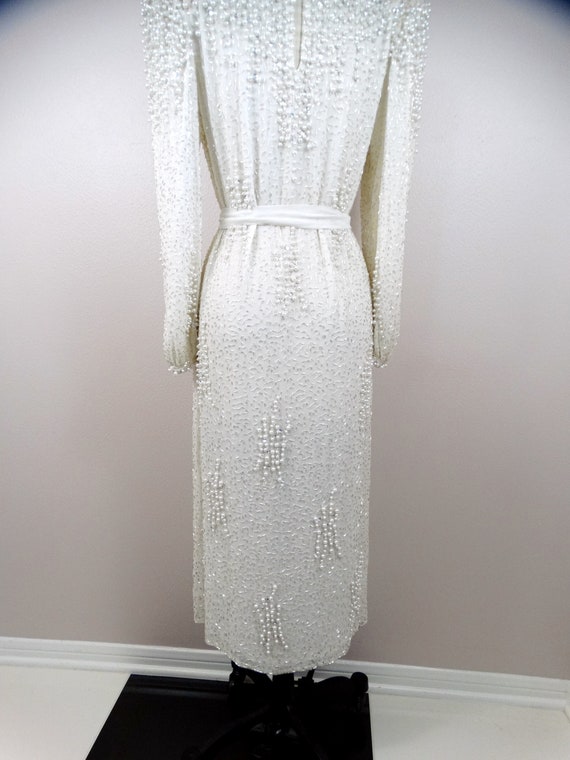 Vintage Pearl Beaded Dress / Heavy Embellished Go… - image 7