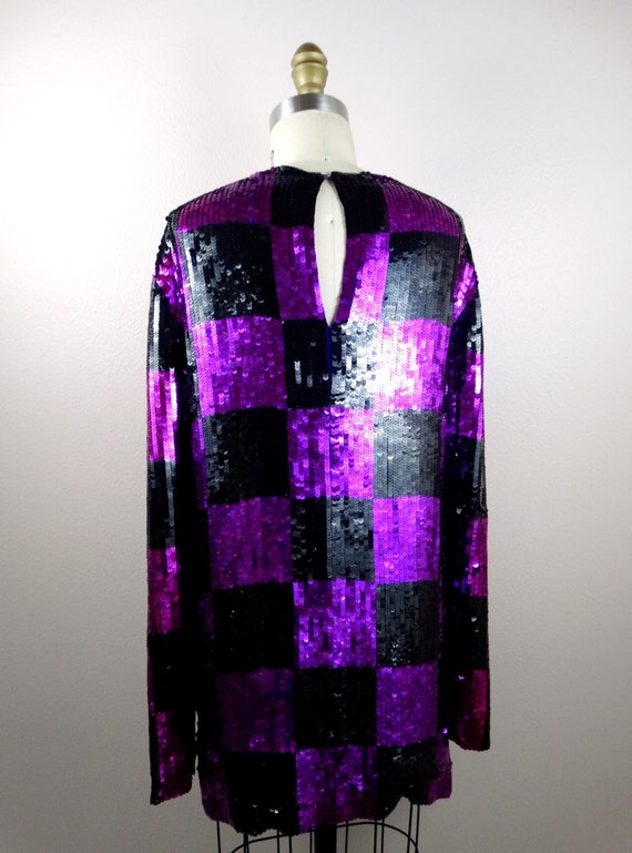 RETRO Vintage Sequin Tunic / Magenta Pink Purple … - image 3