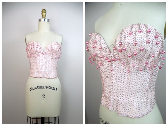 トップス 2way Glitter Beads Bustier Amazon.com: ELLACCI Sexy Pearls Beaded Rhinestone Bustier