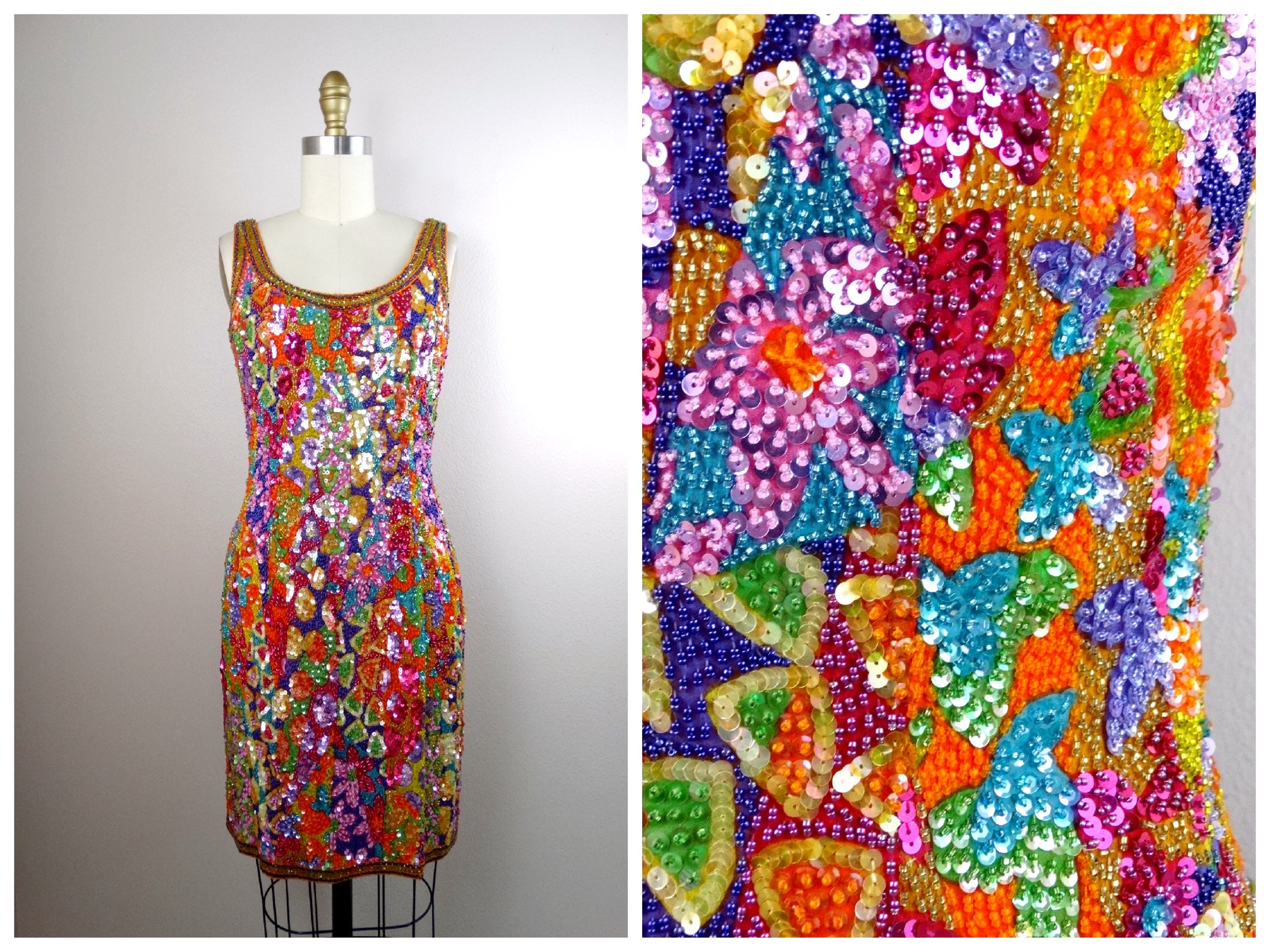 Glam Vintage Sequin Dress / Bright ...
