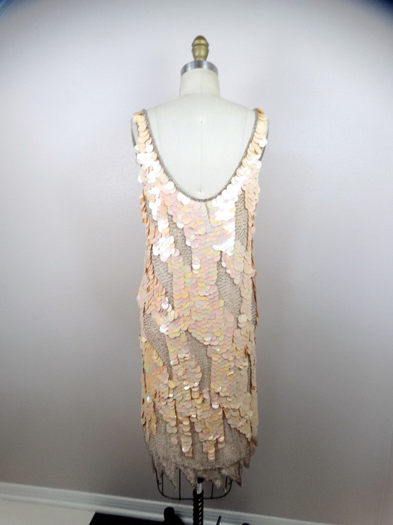 S/M Iridescent Cream Sequined Dress // Ivory Pail… - image 6