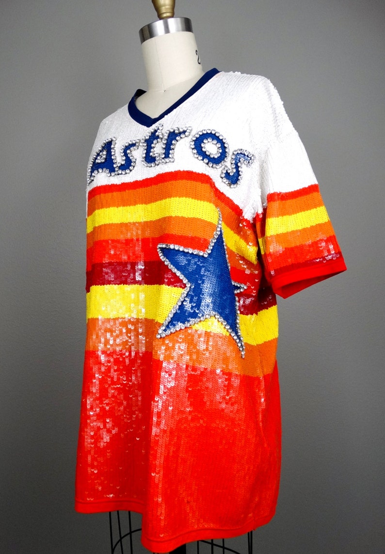 CRAIG BIGGIO Sequined Rainbow Jersey / Hall of Fame #7 Novelty Vintage ...
