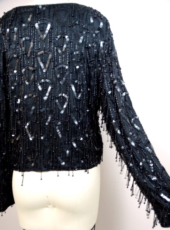 All Tassel Beaded Fringe Bolero Shrug / Dressy Co… - image 7