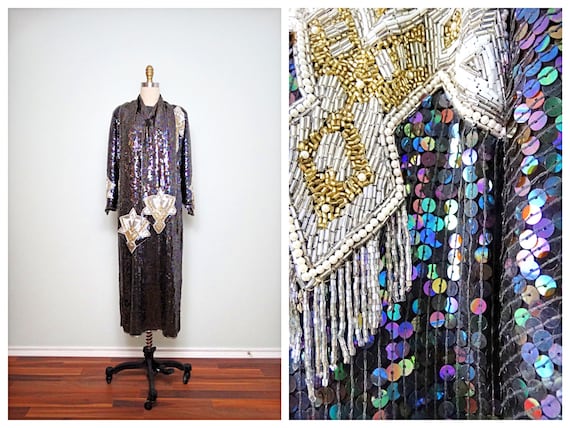 Silk Sequin Dress by Neiman Marcus & Judith Ann / Vin… - Gem