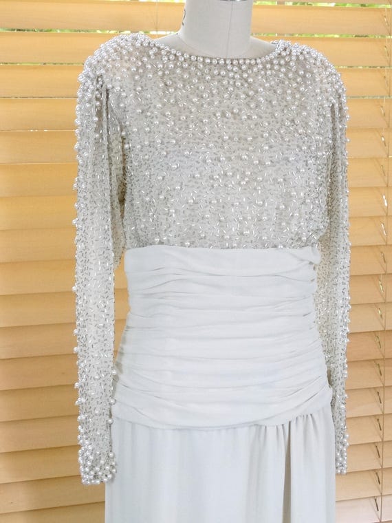 Vintage Pearl Beaded Mother of the Bride Dress / … - image 2