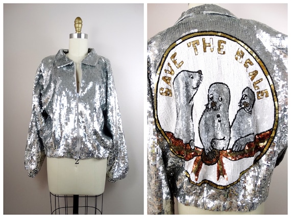 SAVE The SEALS Sequin Bomber Jacket // Novelty Ani