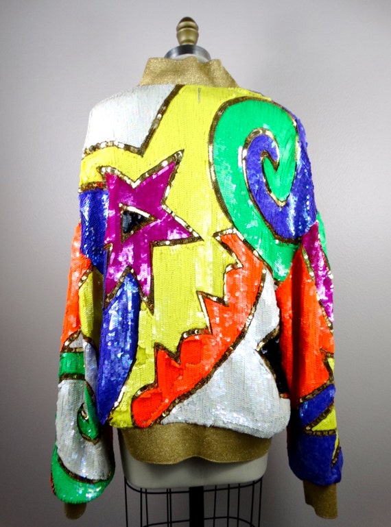 FuNkY Glam NEON Sequin Jacket // Oversized Vintag… - image 6