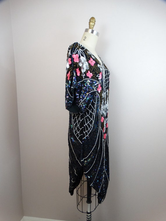 Vintage Floral Sequined Kaftan Dress // Oversized… - image 2