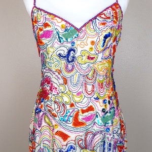 NEON Beaded Sequined Dress / Pop Art Deco Dress / Bead and - Etsy
